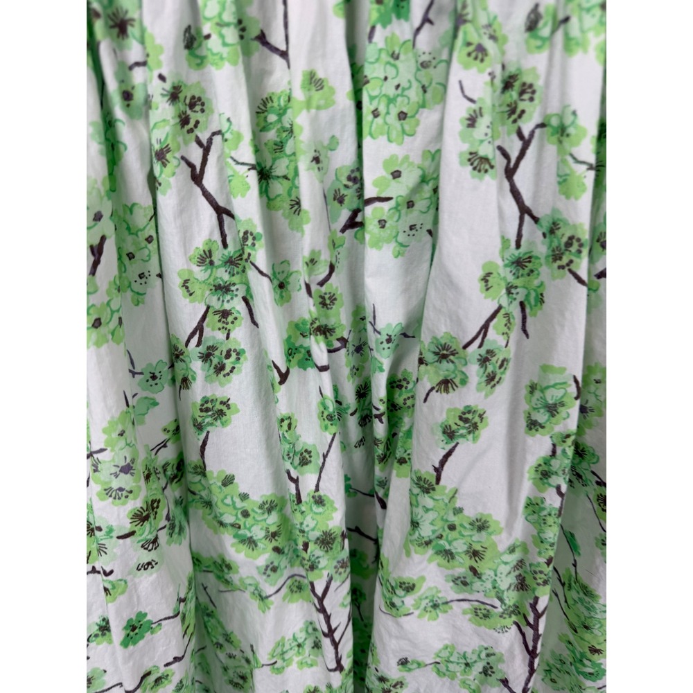 J.Crew Green White Floral Smocked Cotton Midi Dress Size 0 Sleeveless Summer - Picture 3 of 9